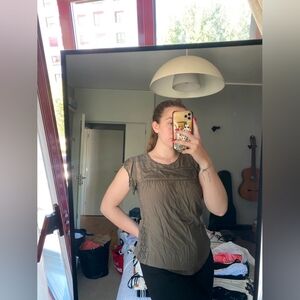 Women's Green Sleeveless Lace Top